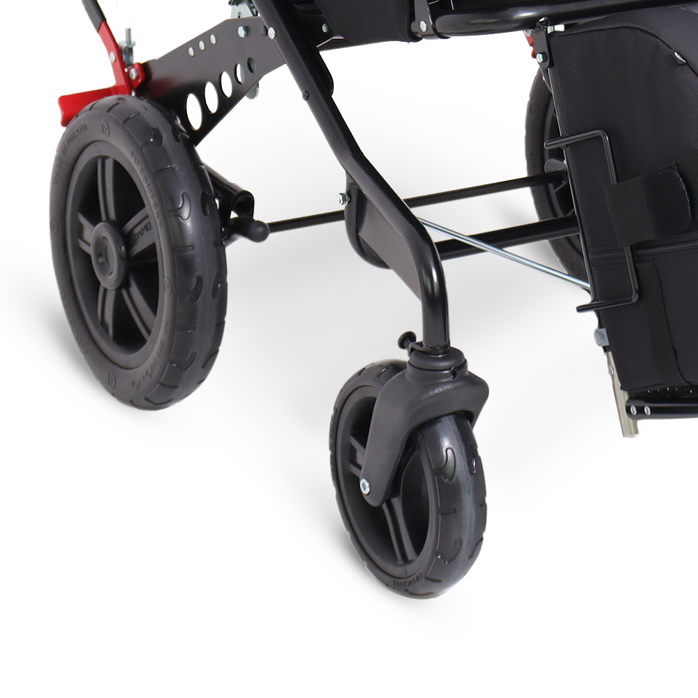 Do wyposażenia standardowego wózka dodawana jest elektryczna dwufunkcyjna pompka, która znacznie ułatwi i przyśpieszy wypuszczanie powietrza z poduszek 